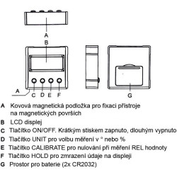 Digitální vodováha a úhloměr 4x90°