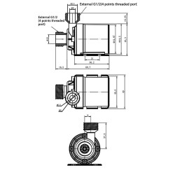 Čerpadlo AW500-S 12VDC, 800l/hod, příruby G1/2”