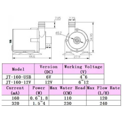 Čerpadlo JT-160A 5VDC, max. 120l/hod