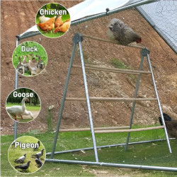 Dvojitý hřad pro slepice – nastavitelný dřevěný hřad, komplet se 7 tyčemi