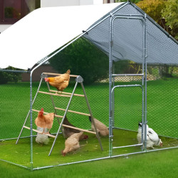 Dvojitý hřad pro slepice – nastavitelný dřevěný hřad, komplet se 7 tyčemi