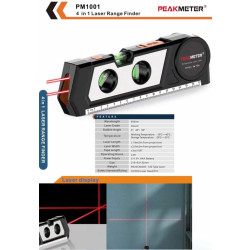 Laserová vodováha s metrem 3m, 2x laserová linka, PM1001