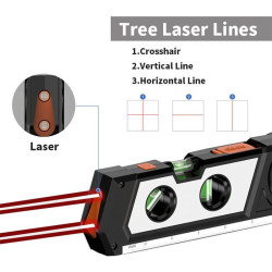 Laserová vodováha s metrem 3m, 2x laserová linka, PM1001