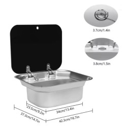 Nerezový dřez s víkem do karavanů s příslušenstvím