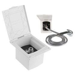 Externí dvířka se sprchou na našroubování a ovládáním - bílá