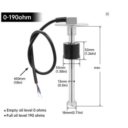 Snímač hladiny kapaliny v nádrži 250mm, 0-190ohm