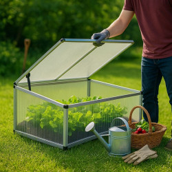 Wiltec Double Cold Frame skleník z hliníku, 100 x 120 x 40 cm