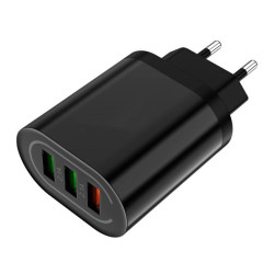 Napáječ, nabíječka USB-A - 3x  18W QUICK CHARGE 2.0-3.0, černá
