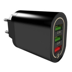 Napáječ, nabíječka USB-A - 3x  18W QUICK CHARGE 2.0-3.0, černá