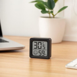 Digitální teploměr s vlhkoměrem černý, 45x45mm