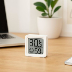 Digitální teploměr s vlhkoměrem bílý, 45x45mm