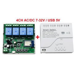 Wifi smart switch 7-32V+5V TYWB 4ch-RF, Android, iOS 4 kanálový