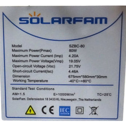 Fotovoltaický solární panel  SZBC-80W, 675x580x30mm