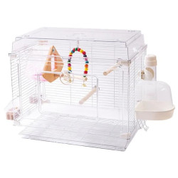 Ptačí klec NUXIE® pro papoušky, ptáky, bílá + příslušenství, 48cm