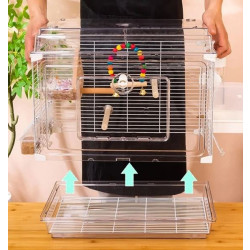 Ptačí klec NUXIE® pro papoušky, ptáky, bílá + příslušenství, 48cm