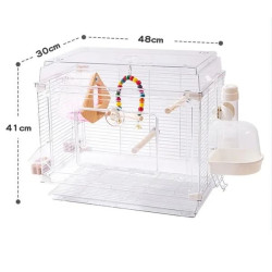 Ptačí klec NUXIE® pro papoušky, ptáky, bílá + příslušenství, 48cm