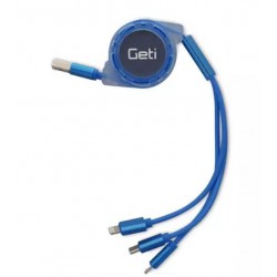 Kabel Geti GCU 03 USB 3v1 modrý samonavíjecí