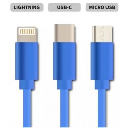 Kabel Geti GCU 03 USB 3v1 modrý samonavíjecí