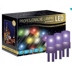 LED osvětlení venkovní - klasická, fialová, 10 m, fialový kabel