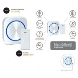 Zvonek bezdrátový SOLIGHT 1L51, do zásuvky, 150m, bílý, learning code