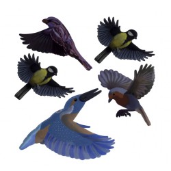 Gardigo Birds barevné nálepky do okna s motivy ptactva, formát A4, 5 siluet