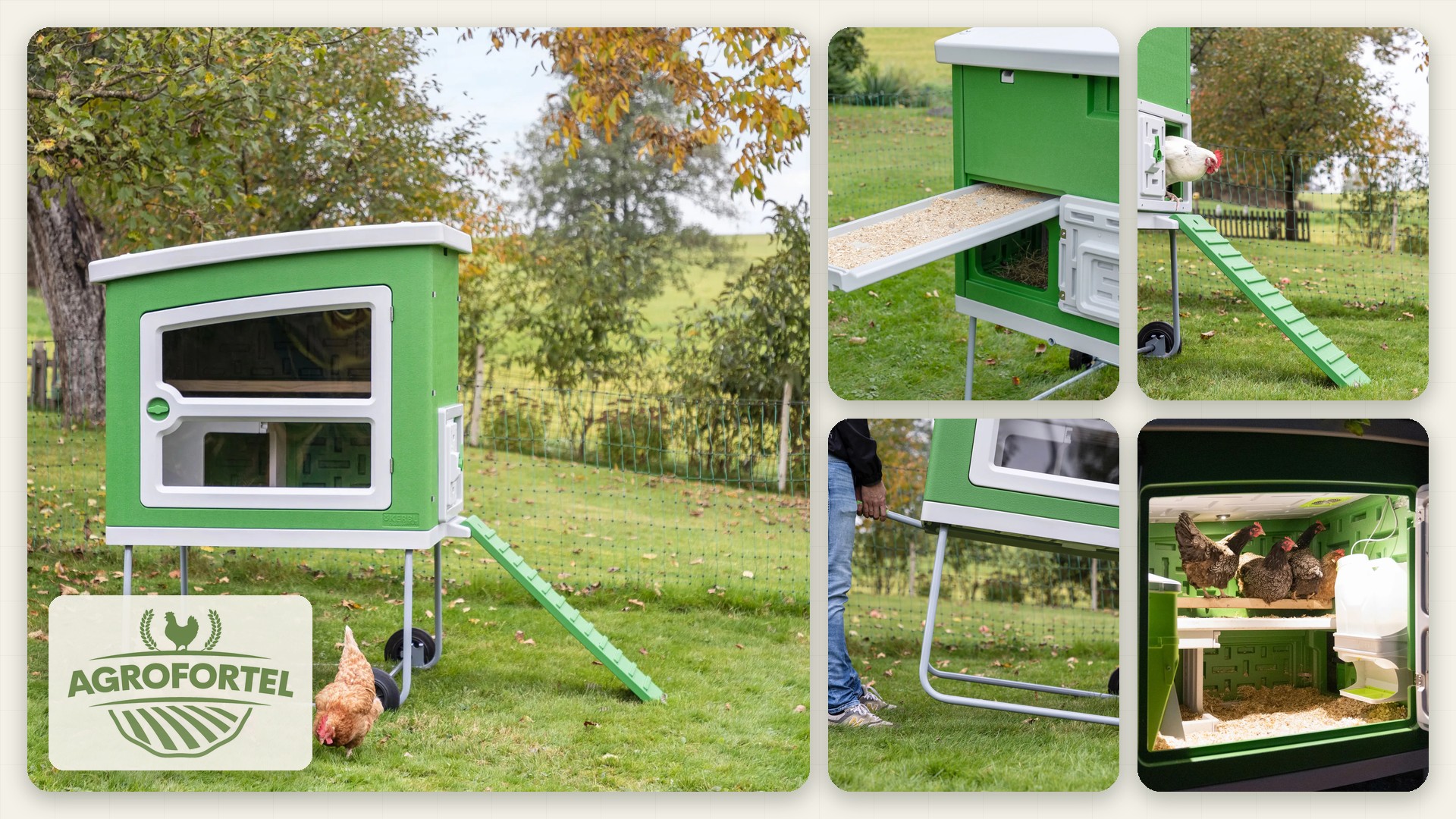 SmartCoop mobilní kurník pro slepice, 119 x 96 x 162 cm, plast banner
