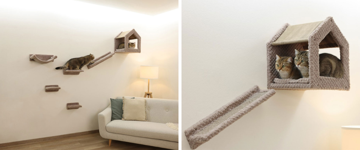 Kočičí-strom-na-zeď-KERBL-80920-MONTE-BALDO,-sada-nástěnných-pater,-taupe,-6-ks_2