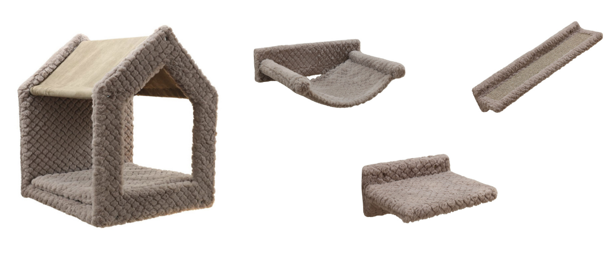 Kočičí-strom-na-zeď-KERBL-80920-MONTE-BALDO,-sada-nástěnných-pater,-taupe,-6-ks_5