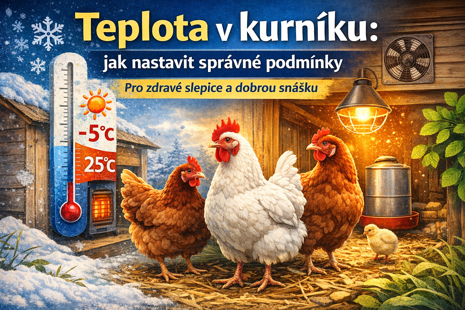 Teplota v kurníku – správné podmínky pro slepice v zimě i v létě, vyvážené prostředí pro zdraví a dobrou snášku