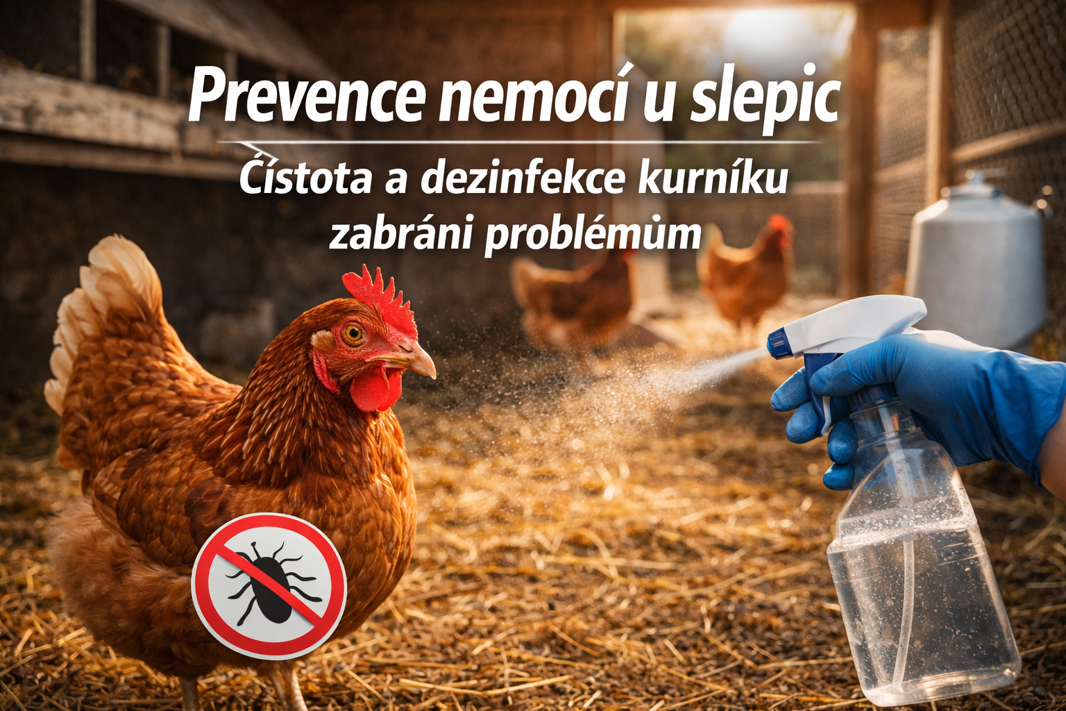 Prevence nemocí u slepic pomocí čištění a dezinfekce kurníku s postřikem a zdravým prostředím chovu