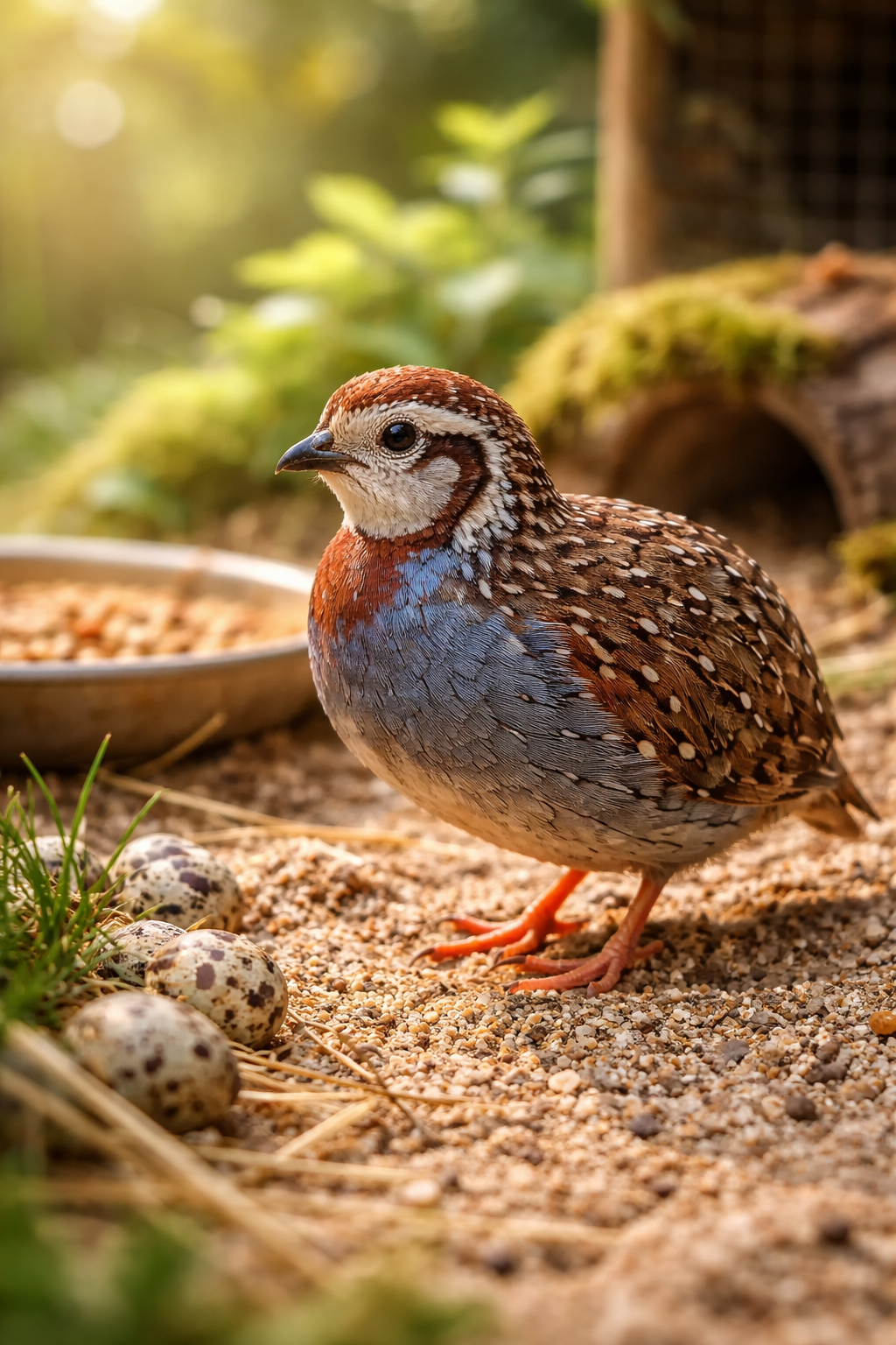 Křepelka čínská okrasná s typickým zbarvením vhodná pro hobby chov